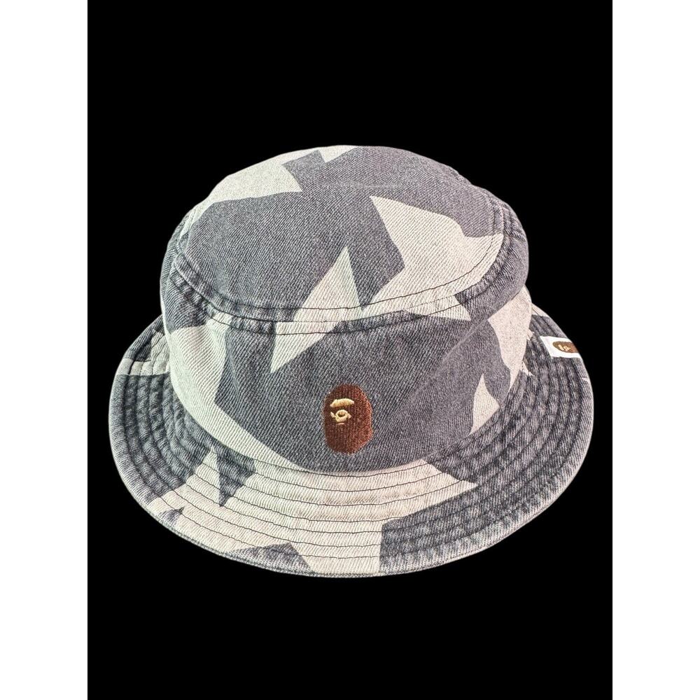 A Bathing Ape STAR PATTERN DENIM BUCKET HAT BAPE Size Medium
